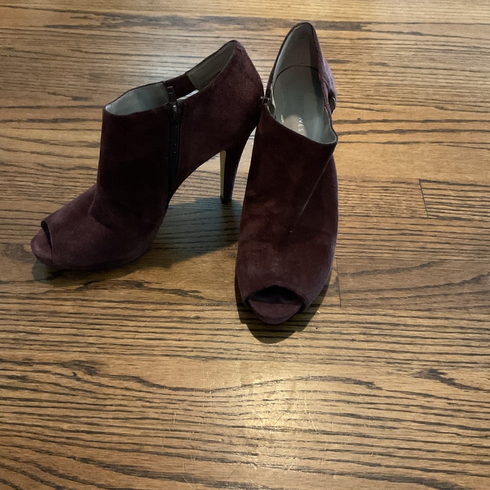 Nine West Dark Purple Peep-Toe Heeled Boots